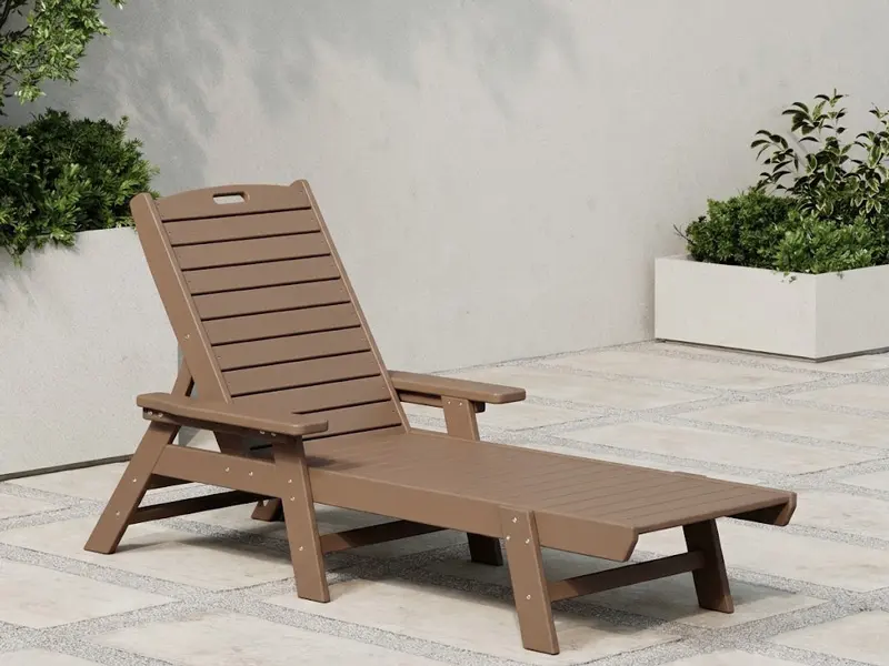 Custom Classic Outdoor HDPE Chaise Lounge, Low-Maintenance Weather-Resistant Deck Sun Lounger