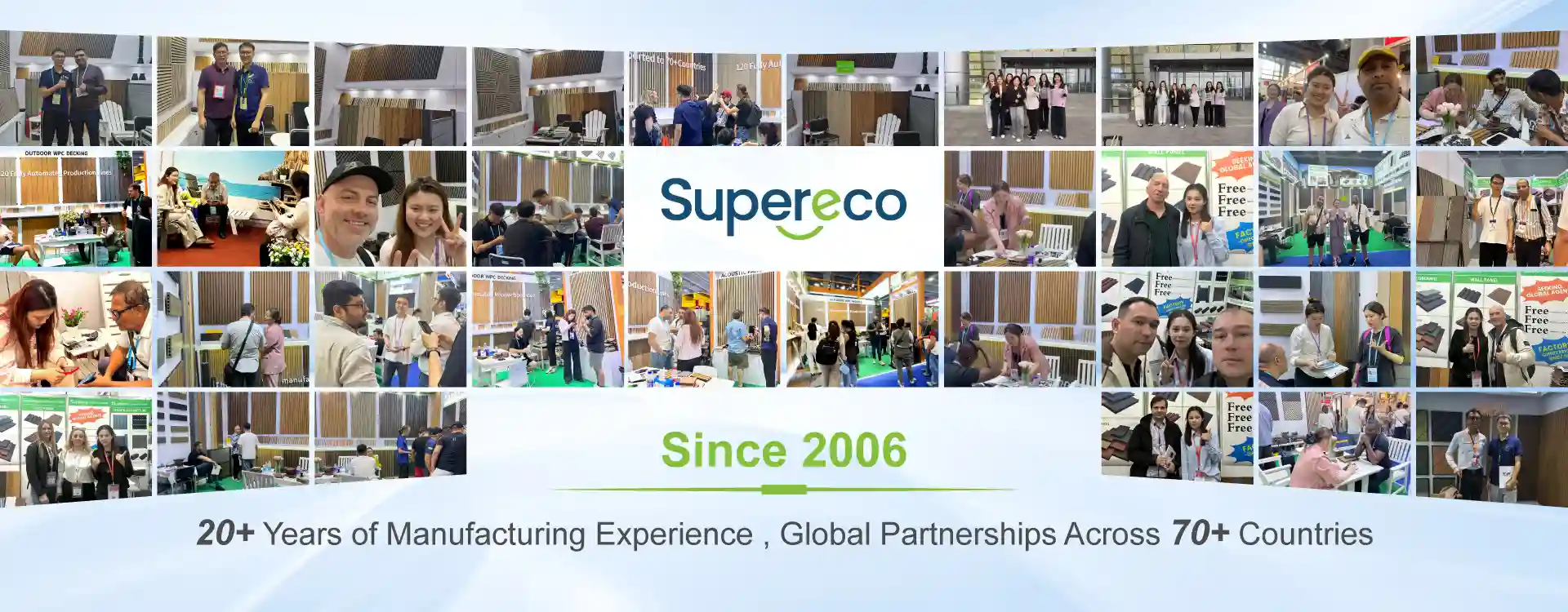 Supereco sales team meeting international clients at global trade shows as a leading HDPE outdoor furniture manufacturer