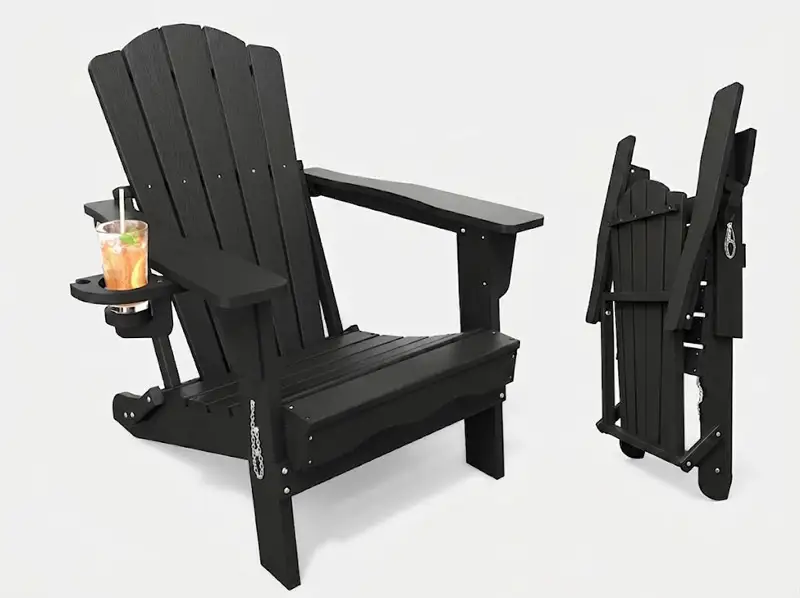 Custom Oversized Heavy-Duty HDPE Folding Adirondack Chair with Cup Holder for Patio Wholesale