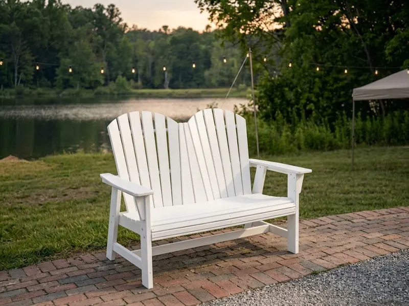 Wholesale White HDPE Outdoor Garden Bench, UV-Resistant All-Weather Patio Furniture