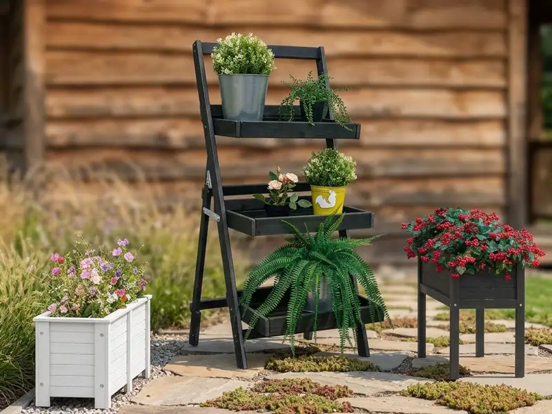 Custom HDPE Outdoor Garden Planters and Plant Stands, Weather-Resistant Yard and Patio Decor