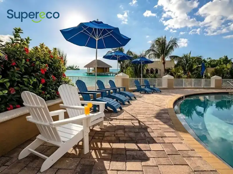 Bulk HDPE Adirondack chairs and chaise-lounges for Hotels and Resorts