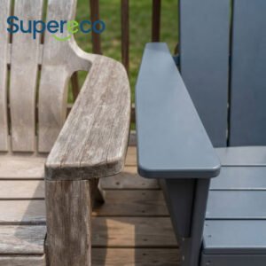 HDPE and wood Adirondack chairs compared side by side outdoors