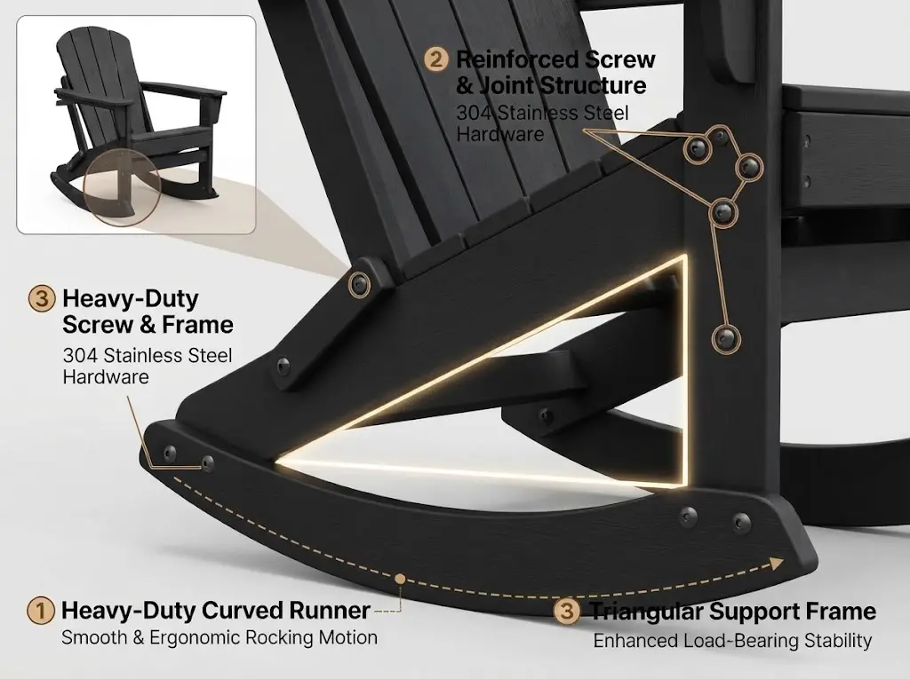 HDPE Rocking Adirondack Chairs – Detailed Images
