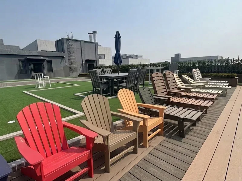 Wholesale Commercial HDPE outdoor furniture product range: Adirondack chairs, chaise lounges, bar tables and more form one manufacturer--Supereco.