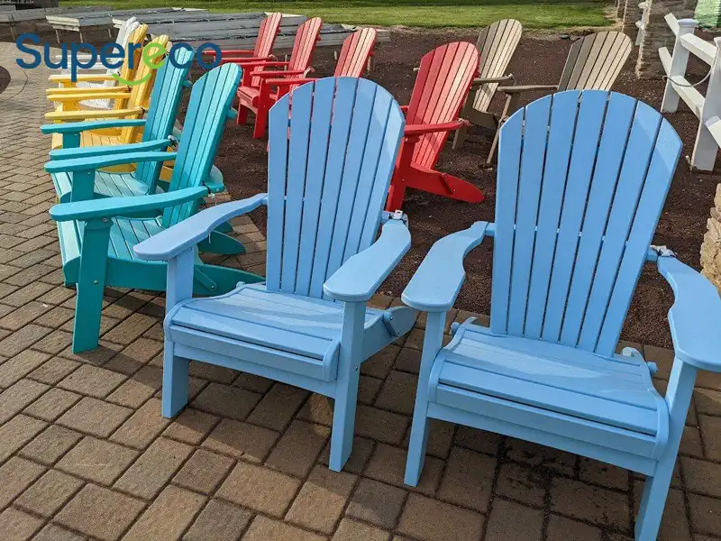 HDPE Adirondack chairs for bulk commercial outdoor use on a rooftop patio