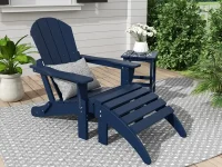 Custom Navy Blue HDPE Adirondack Chair and Ottoman Sets